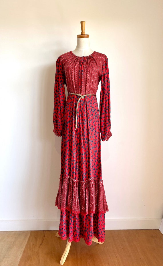 Vintage 1970s maxi, prairie hippie dress, vampire… - image 1