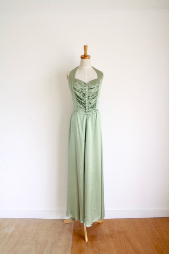 green halter neck dress