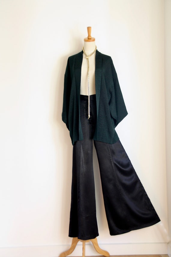 Vintage black satin mega flares. Chic Hippy flared