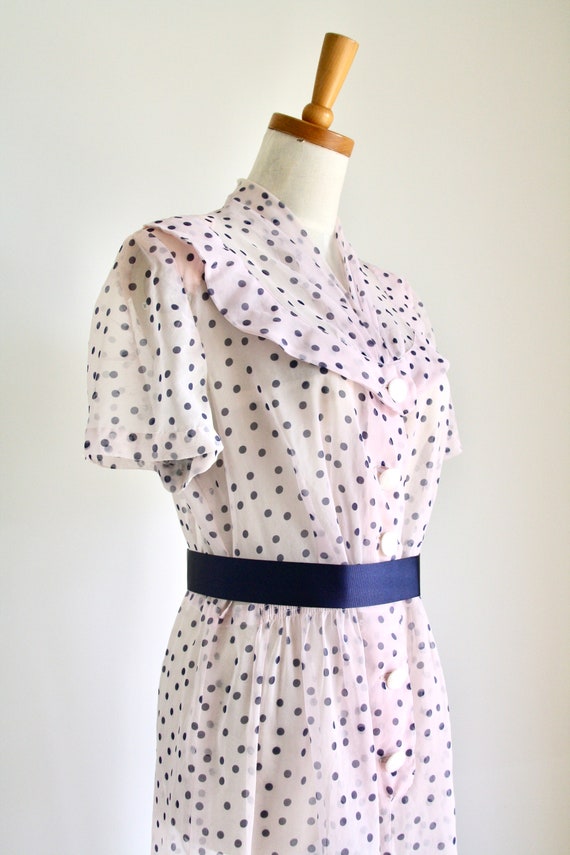 1940s pale pink polka dot sheer dress. 40s 50s sh… - image 4