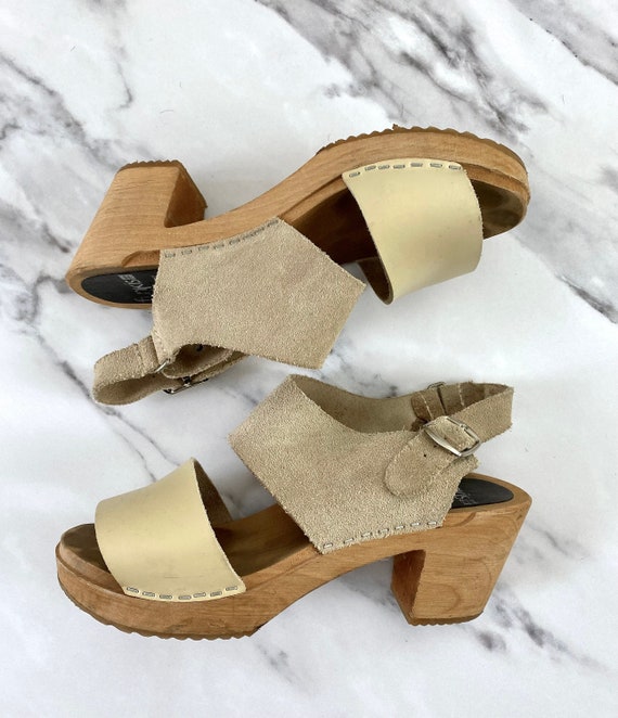 Vintage Funkis beige natural high heel clogs. Neu… - image 1