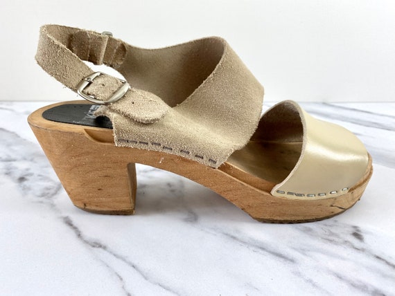 Vintage Funkis beige natural high heel clogs. Neu… - image 7