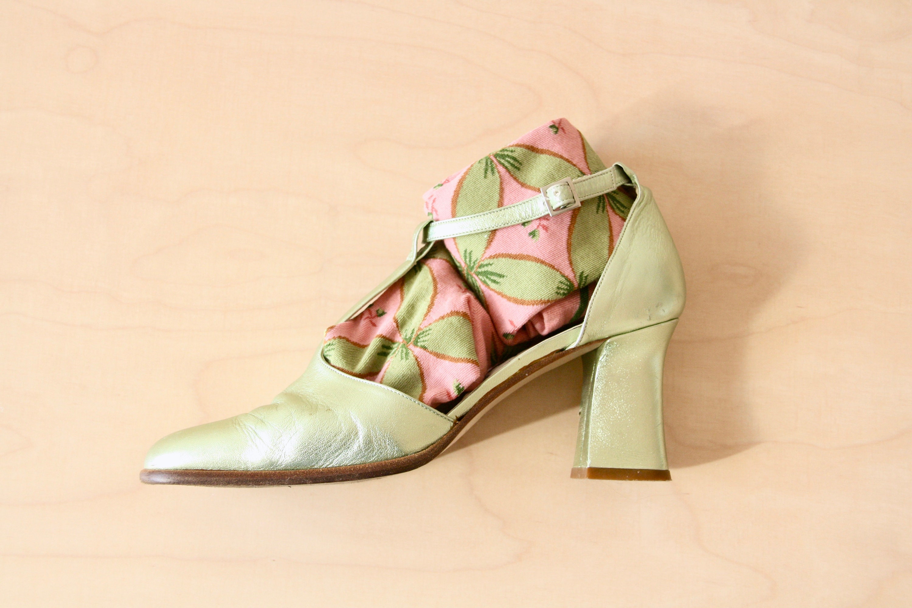 Vintage 90s mint green heels. Pastel green block heel shoes. Etsy