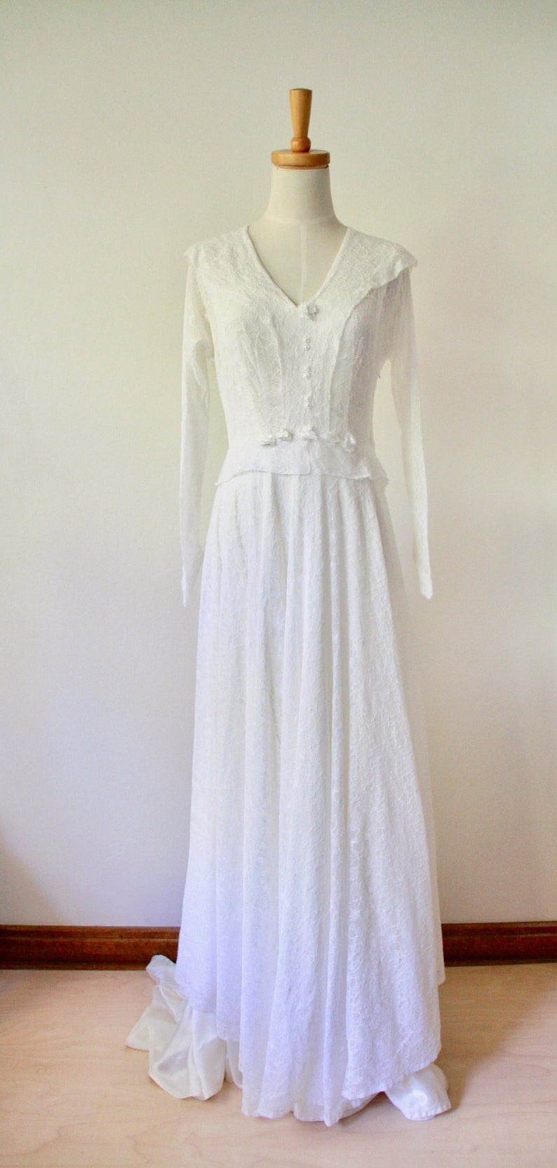 30s Lace Wedding Dress. 30s Silk and Lace Gown. 30s Romantic Etsy