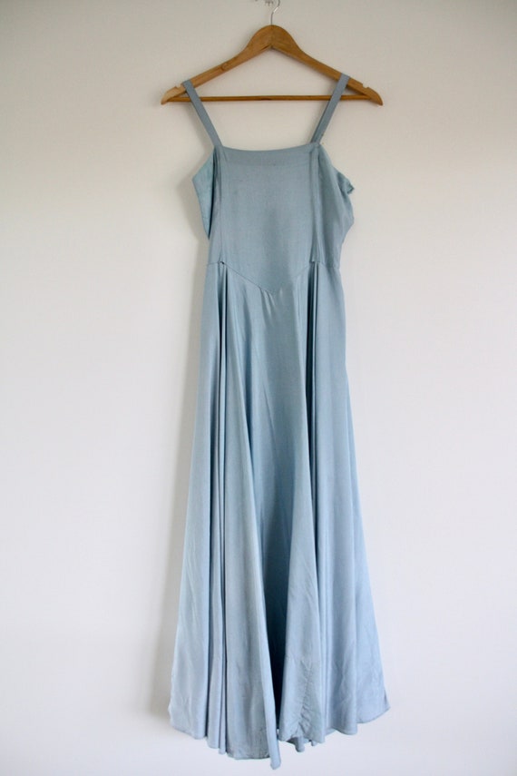 1930s vintage pale blue maxi dress. Baby blue sli… - image 1