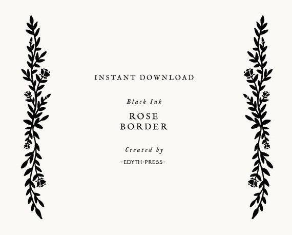 Simple Botanical Leaf Rose Floral Border Svg Cut File Clip Art Etsy