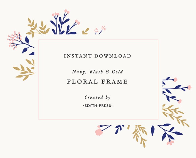 Download Clip Art Floral Clipart Frame Pink Blue Gold Flower Leaf Clip Art Border Rectangle Vector Botanical Wedding Party Summer Spring Png Svg Jpg Art Collectibles