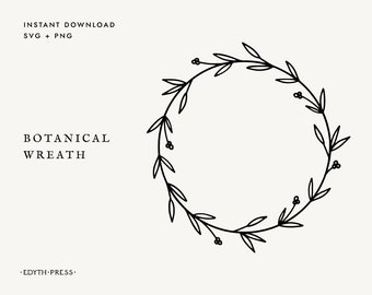 Wreath svg leaf circle svg laurel wreath svg wedding wreath svg png circle frame botanical cutfile cricut clipart download leaves floral art