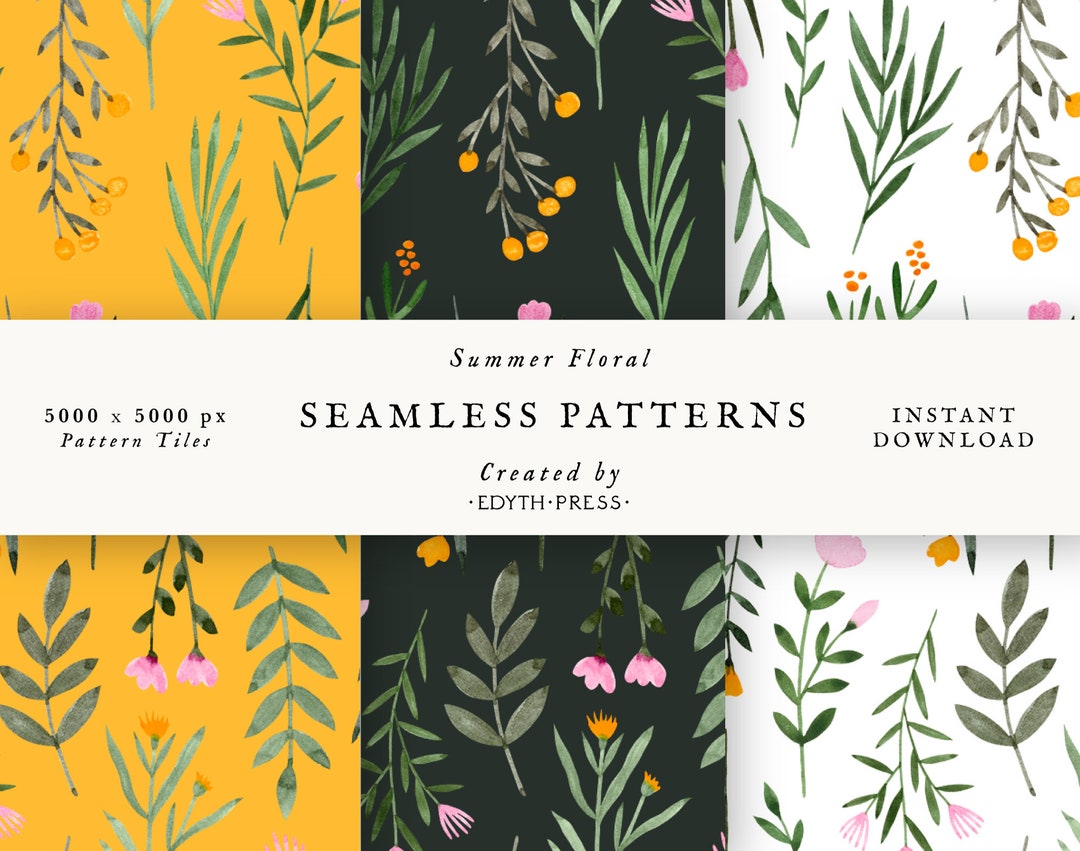 Floral Digital Paper Seamless Flower Patterns Scrapbook Papers Digital ...