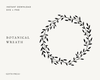 Wreath svg leaf circle svg laurel wreath svg wedding wreath svg png circle frame botanical cutfile cricut clipart download leaves floral art