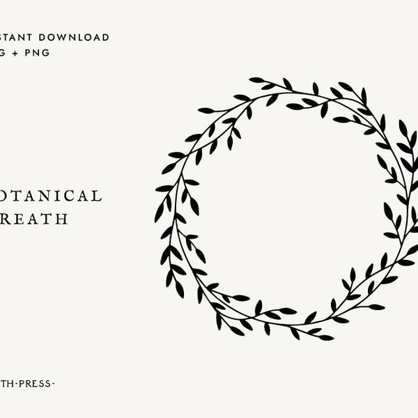 Wreath svg leaf circle svg laurel wreath svg wedding wreath svg png circle frame botanical cutfile cricut clipart download leaves floral art