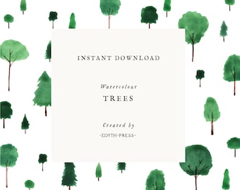 Tree Clipart Forest Clip Art Trees Watercolor Woods Illustrations Woodsy Wedding Woodland Theme Hand Painted Rustic Green png clip art