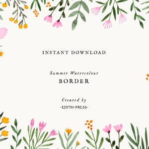 Watercolour Flower Border Lined A4 Paper, Instant Download