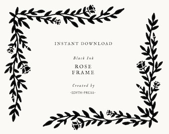 Botanical Rose Floral Frame Border svg cut file clip art png dxf Leaf Plant Leaves Illustration clipart frame cutfile cricut silhouette