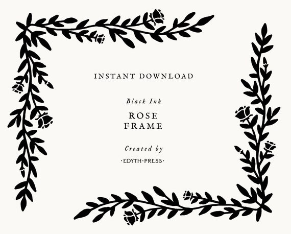 Botanical Rose Floral Frame Border Svg Cut File Clip Art Png 