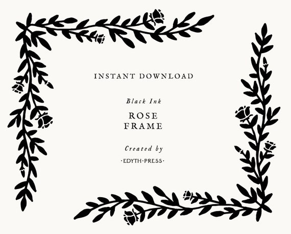 Download Botanical Rose Floral Frame Border Svg Cut File Clip Art Png Etsy