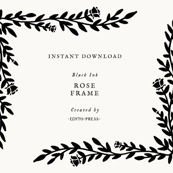 Botanical Rose Floral Frame Border svg cut file clip art png dxf Leaf Plant Leaves Illustration clipart frame cutfile cricut silhouette