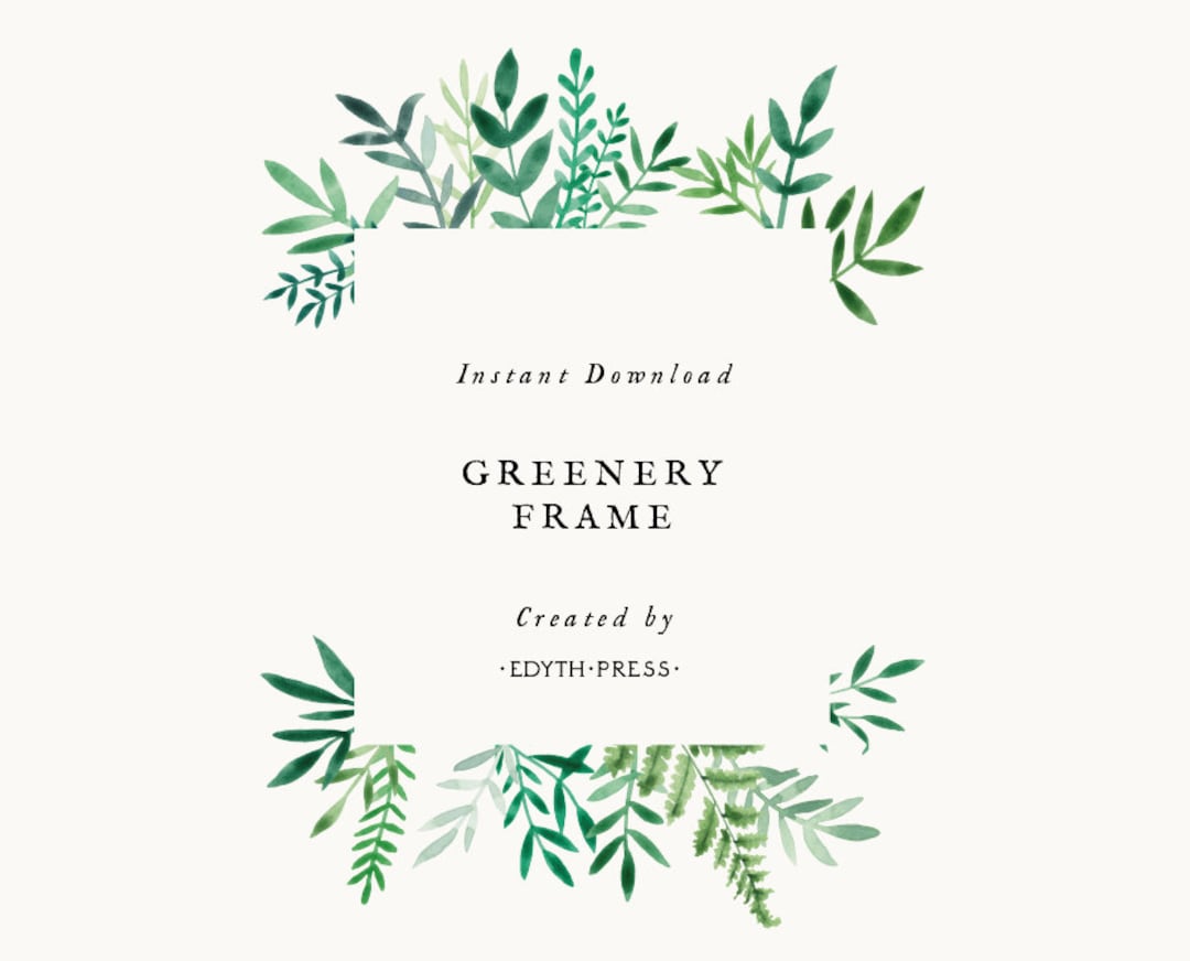Green Leaf Border Frame Clipart Greenery Botanical Watercolor Frame ...