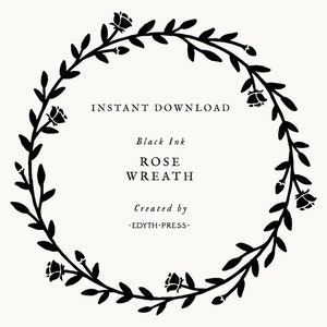 Botanical Leaf Rose Floral Circle Wreath Border svg cut file clip art png dxf Leaves Illustration clipart frame cutfile cricut silhouette