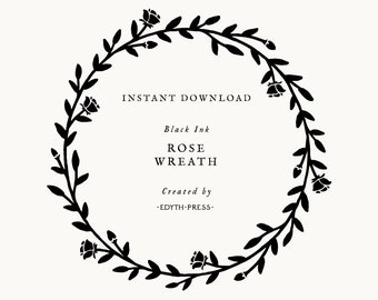 Botanical Leaf Rose Floral Circle Wreath Border svg cut file clip art png dxf Leaves Illustration clipart frame cutfile cricut silhouette