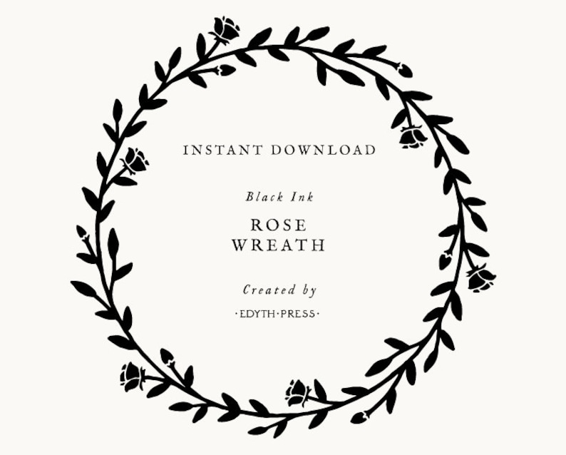 Botanical Leaf Rose Floral Circle Wreath Border Svg Cut File Clip Art Png Dxf Leaves Illustration Clipart Frame Cutfile Cricut Silhouette