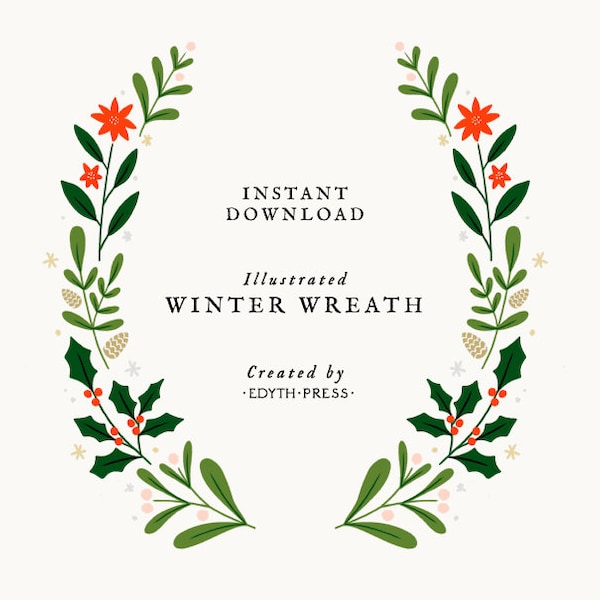 Winter Greenery Clipart - Etsy