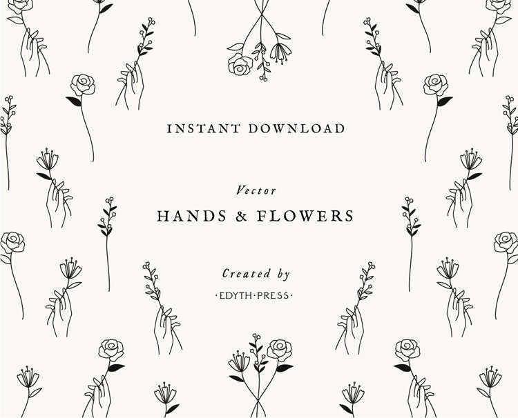 Hand Flower Illustration Floral Rose Clipart Vector Botanical - Etsy UK