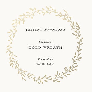 Gouden krans clip art frame clipart blad cirkel rond metallic goudfolie digitale bloemen bruiloft plakboek metalen rand laurier botanisch