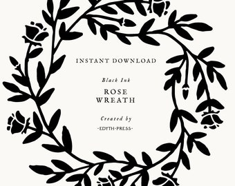 Botanical Leaf Rose Floral Wreath Border svg cut file clip art png dxf Plant Leaves Illustration clipart frame cutfile cricut silhouette