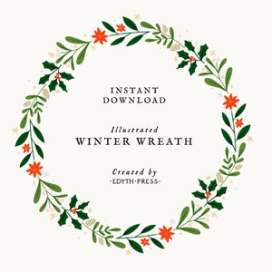 Couronne de Noël Clipart Cercle Cadre Vacances Hiver Mariage Bordure Botanique Verdure Baies Holly Gui Pin Carte Fond PNG
