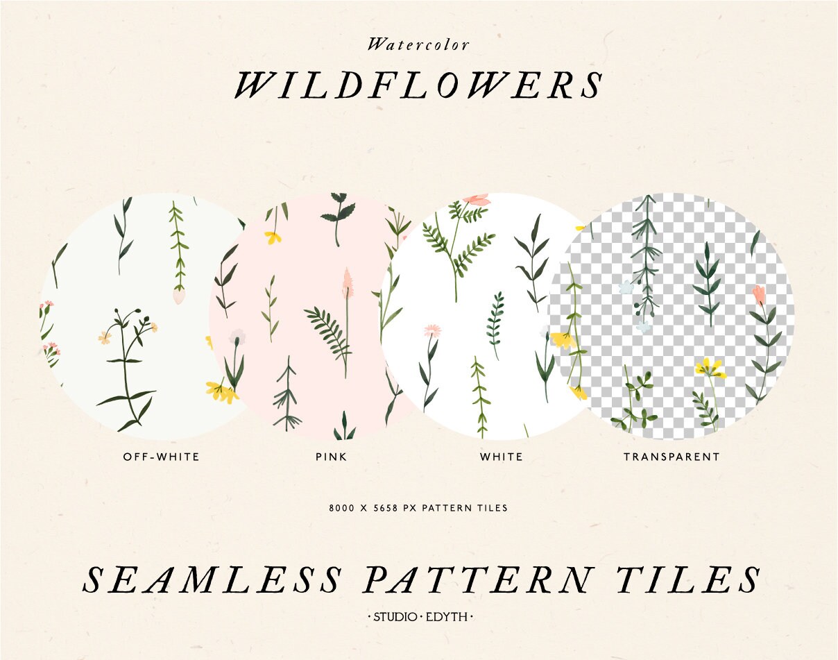 Wildflower Floral Digital Paper Seamless Flower Patterns Botanical ...