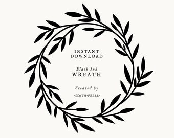 Floral Wreath SVG Leaf Wreath cut file cutfile cricut silhouette clip art png dxf jpg pdf Plant Leaves Illustration clipart circle plant