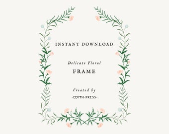 Floral Frame Flower Border Wildflower Clipart Flower Frame Botanical Background png flower clip art illustration Wedding Party Bridal