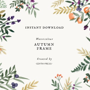 Fall Frame Autumn Clipart Border Background Aquarelle clip art Fall Berry Wedding Background Gold Green Berries Fall Leaves PNG Télécharger