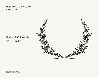 Wreath svg leaf circle svg laurel wreath svg wedding wreath svg png circle frame botanical cutfile cricut clipart download leaves floral art