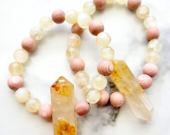 Honey - Citrine Gemstone Bracelet, Essential Oil Diffuser, Crystal Point, Aromatherapy Jewelry, Boho, Yoga, Gender Neutral, Size Inclusive