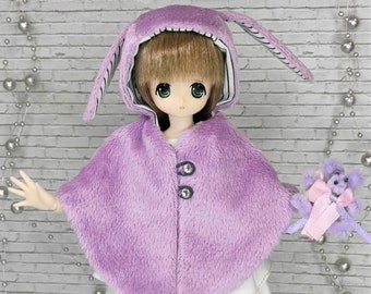 Azone doll clothes furry coat with furry boots and teddy bear