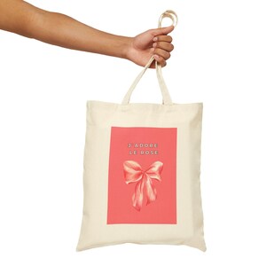 J'Adore Le Rose Baumwoll Segeltuch Einkaufstasche - Schicke wiederverwendbare Einkaufstasche für jeden Anlass, Geschenk, Strand, Lebensmittelgeschäft, den täglichen Gebrauch