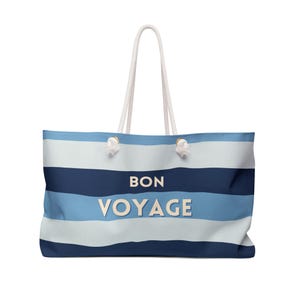 Bon Voyage Cotton Canvas Chic Beach Tote Bag Multipurpose