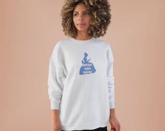 Happiest When Reading Sweatshirt | Book Lover Cozy Crewneck