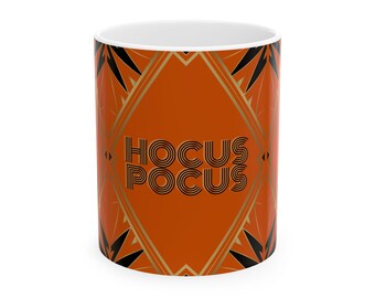 Hocus Pocus Ceramic Mug — Retro Orange Halloween Coffee Cup (11oz & 15oz)