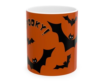 Spooky Black Bats Halloween Ceramic Mug. Halloween gift