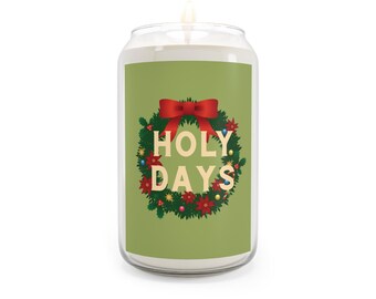 Holy Days Scented Soy Candle, Olive Green —  Holiday Tall Candle