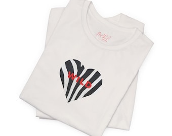 Maglietta grafica con cuore zebrato: maglietta in cotone da donna Wild