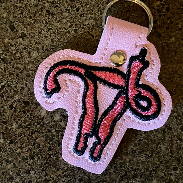 FU-terus, angry uterus, pro choice, Women's Rights, Roe vs Wade, embroidered key chain