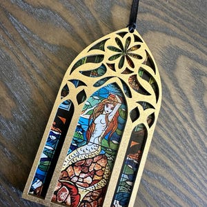 Magic School, Wizard School, Mermaid Bathroom, Mermaid-Inspired Stained Glass Ornament | Enchanted Christmas Decor