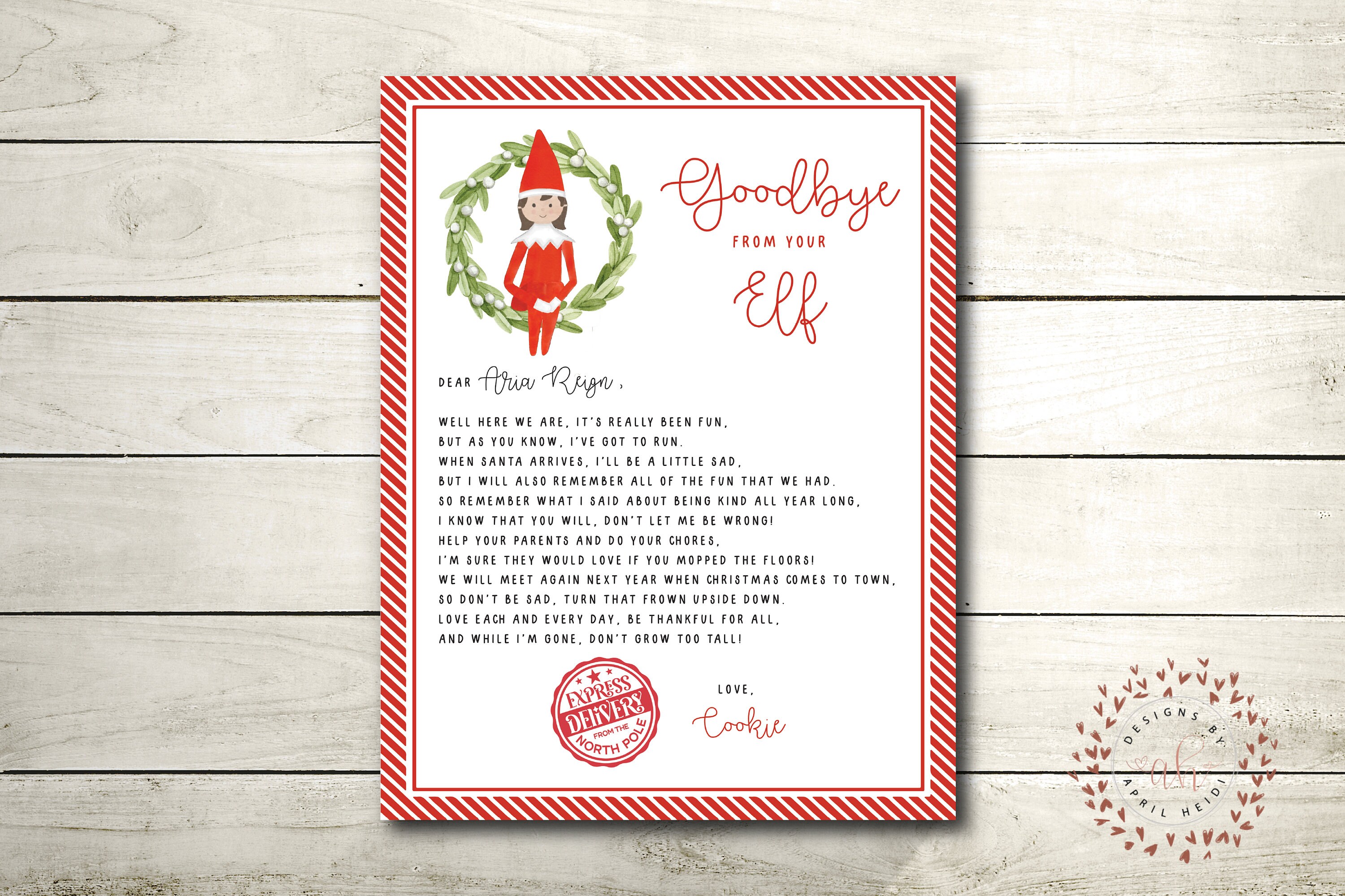 Elf On The Shelf Letter Goodbye Letter Girl Personalized Etsy