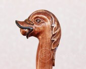Custom walking cane Duck with ball hand carved handle Original hiking stick Wooden carved cane from Ukraine Walking sticks Wood walking cane