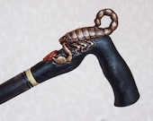 Scorpio Walking stick cane Hand carved cane Zodiac Scorpio gift Black Wooden cane Hiking stick Scorpion carved handle Walking sticks canes