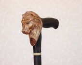 Leo Wooden cane Walking stick Lion Carved Handle Zodiac Leo gift Hiking stick Custom Walking cane Ukrainian hand carved Walking sticks canes